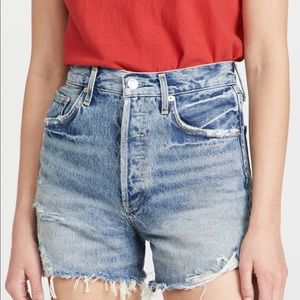 Agolde Dee Ultra High Waist Distressed Shorts